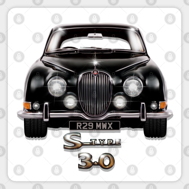 Stunning S Type 3Litre Jag Car Magnet by MotorManiac